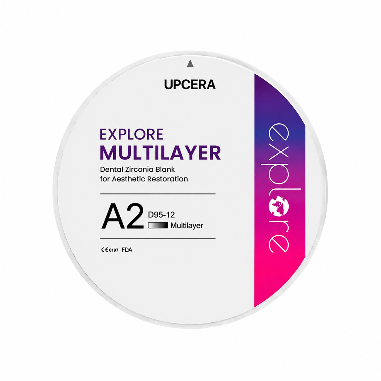 Циркониевый диск UPCERA Explore 4D Multilayer, D=95 H=12, цвет A2