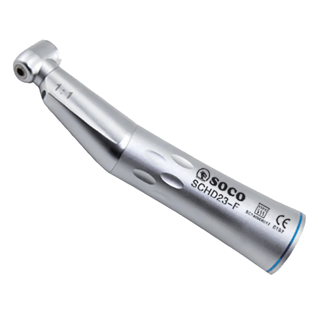 Микромоторный угловой наконечник Soco D23-F 1:1 с внутренней подачей воды и генератором света