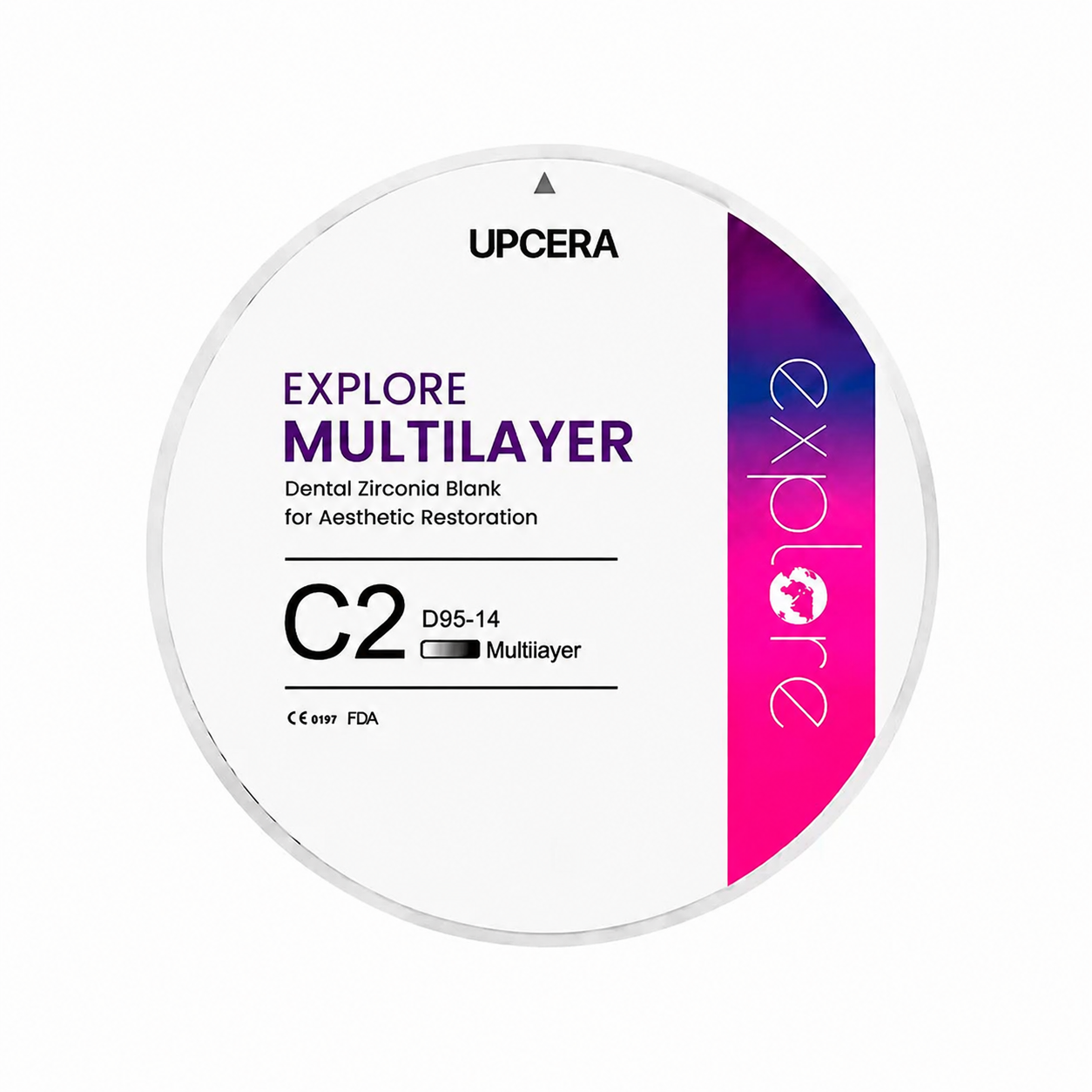 Циркониевый диск UPCERA Explore 4D Multilayer, D=95 H=14, цвет C2