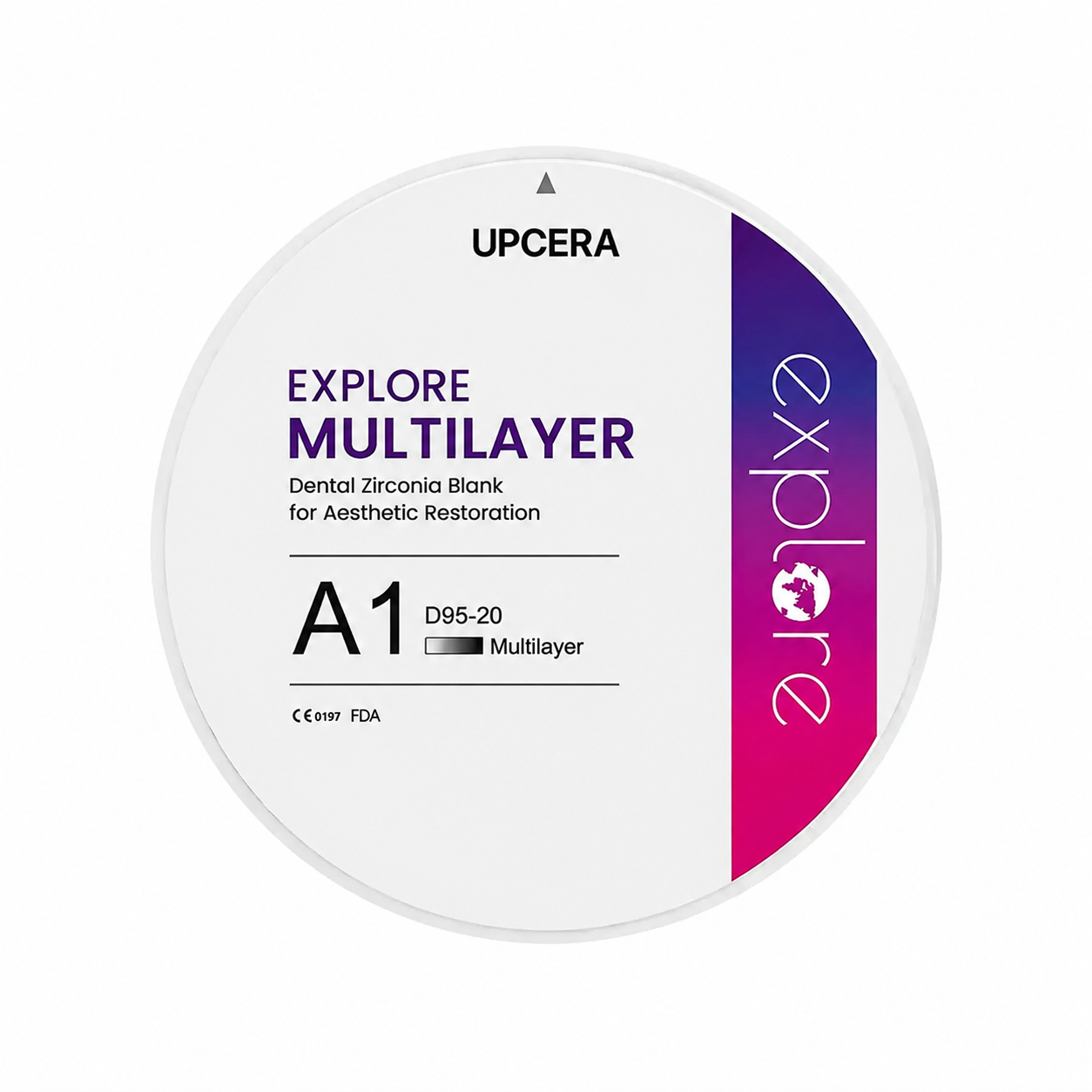 Циркониевый диск UPCERA Explore 4D Multilayer, D=95 H=20, цвет A1