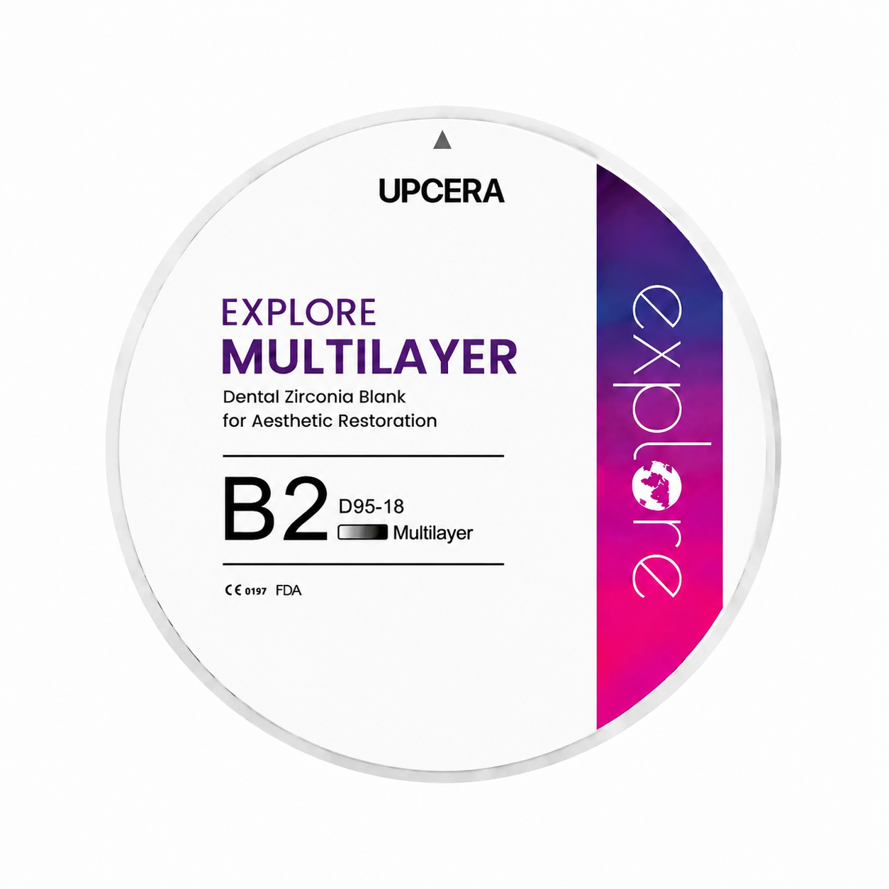 Циркониевый диск UPCERA Explore 4D Multilayer, D=95 H=18, цвет B2