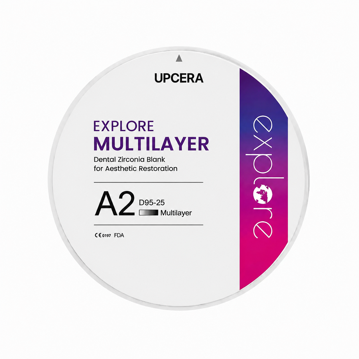 Циркониевый диск UPCERA Explore 4D Multilayer, D=95 H=25, цвет A2