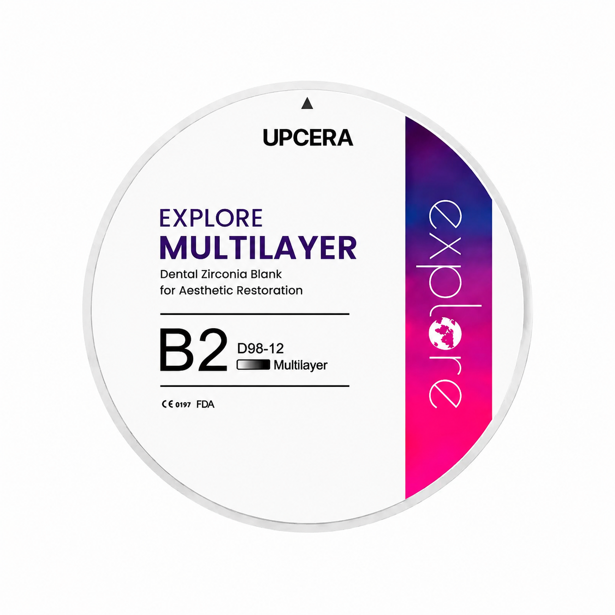 Циркониевый диск UPCERA Explore 4D Multilayer, D=98 H=12, цвет B2