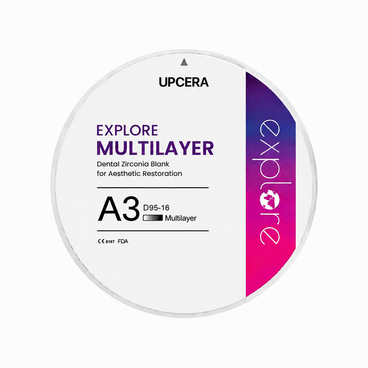 Циркониевый диск UPCERA Explore 4D Multilayer, D=95 H=16, цвет A3