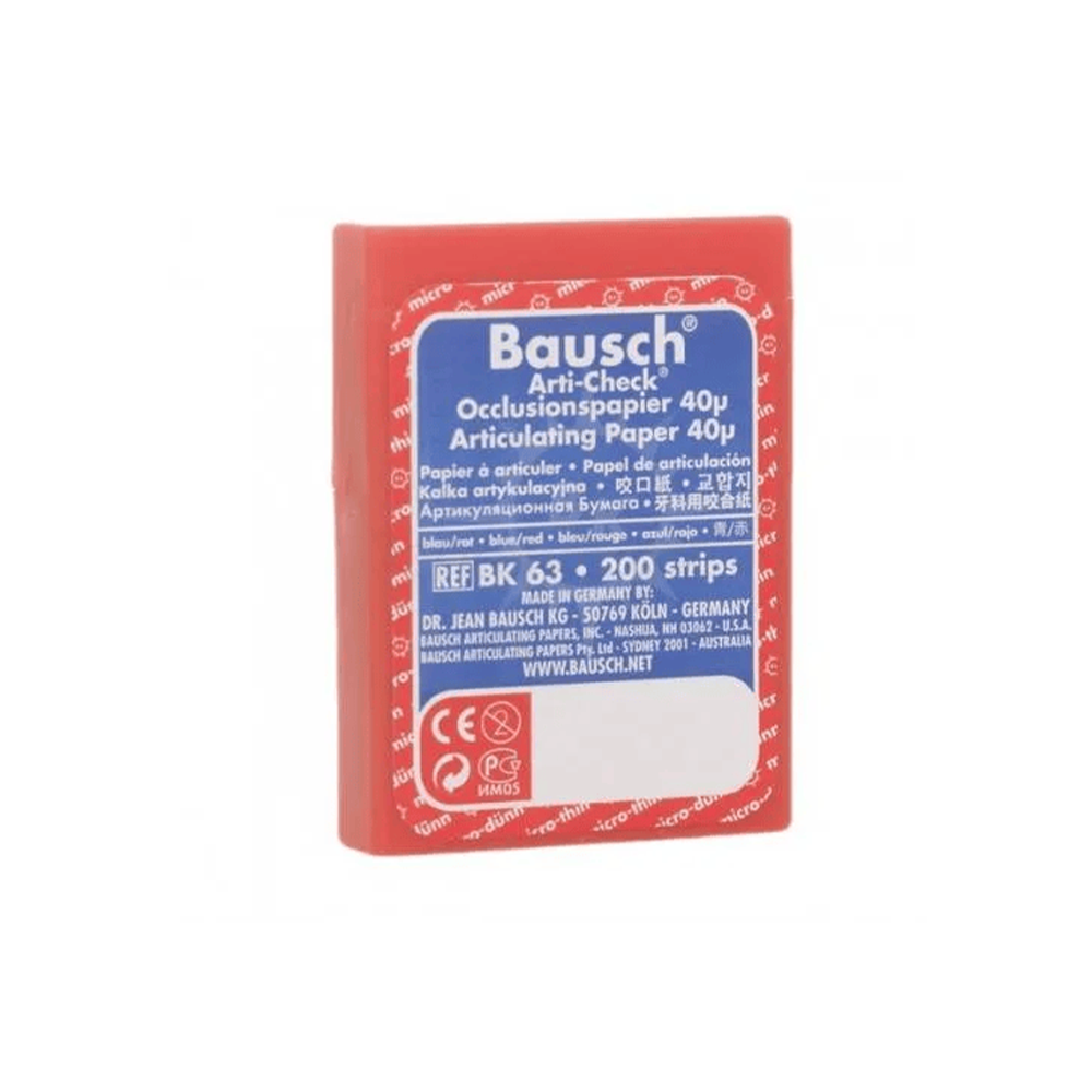Артикуляционная бумага Bausch ВК 63, 40 мкм, прямая, цвет красный/синий, 200 листов